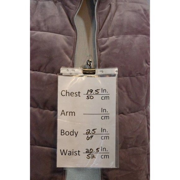 Women's Puffer Velour Vest Color Ash Pink Size Med - Picture 3 of 6